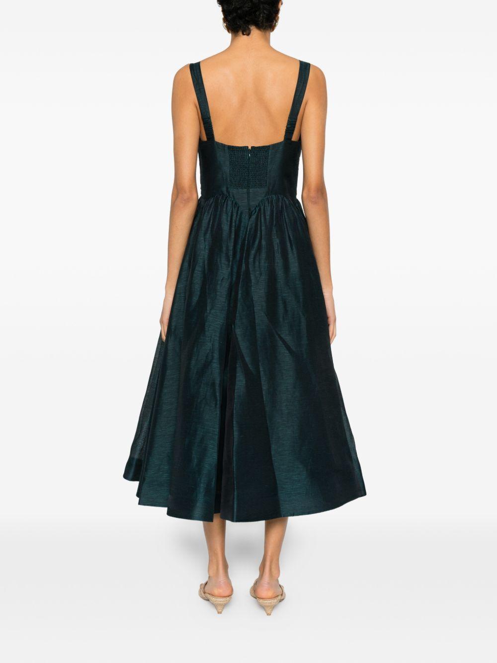 Pleated straps dress 6847DC261 TEAL ZIMMERMANN