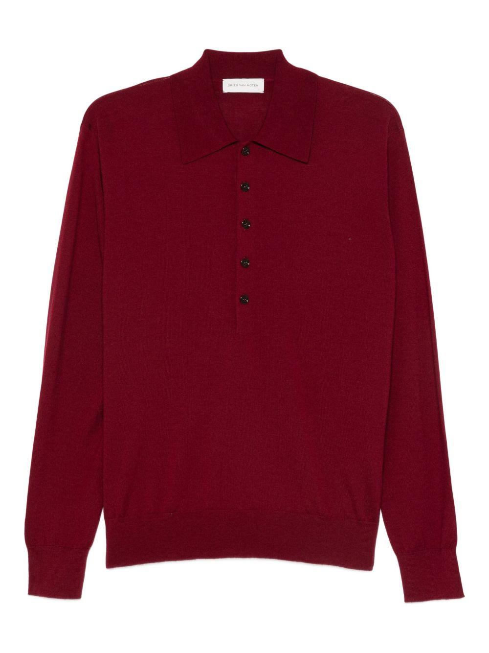 Merino Polo Sweater MUANO2700 355 WINE DRIES VAN NOTEN