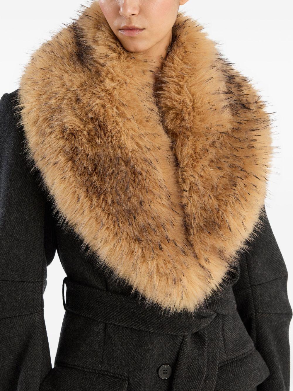 Faux Fur Collar Long Coat Dark Grey 1146921205 1205 GRAY ROTATE