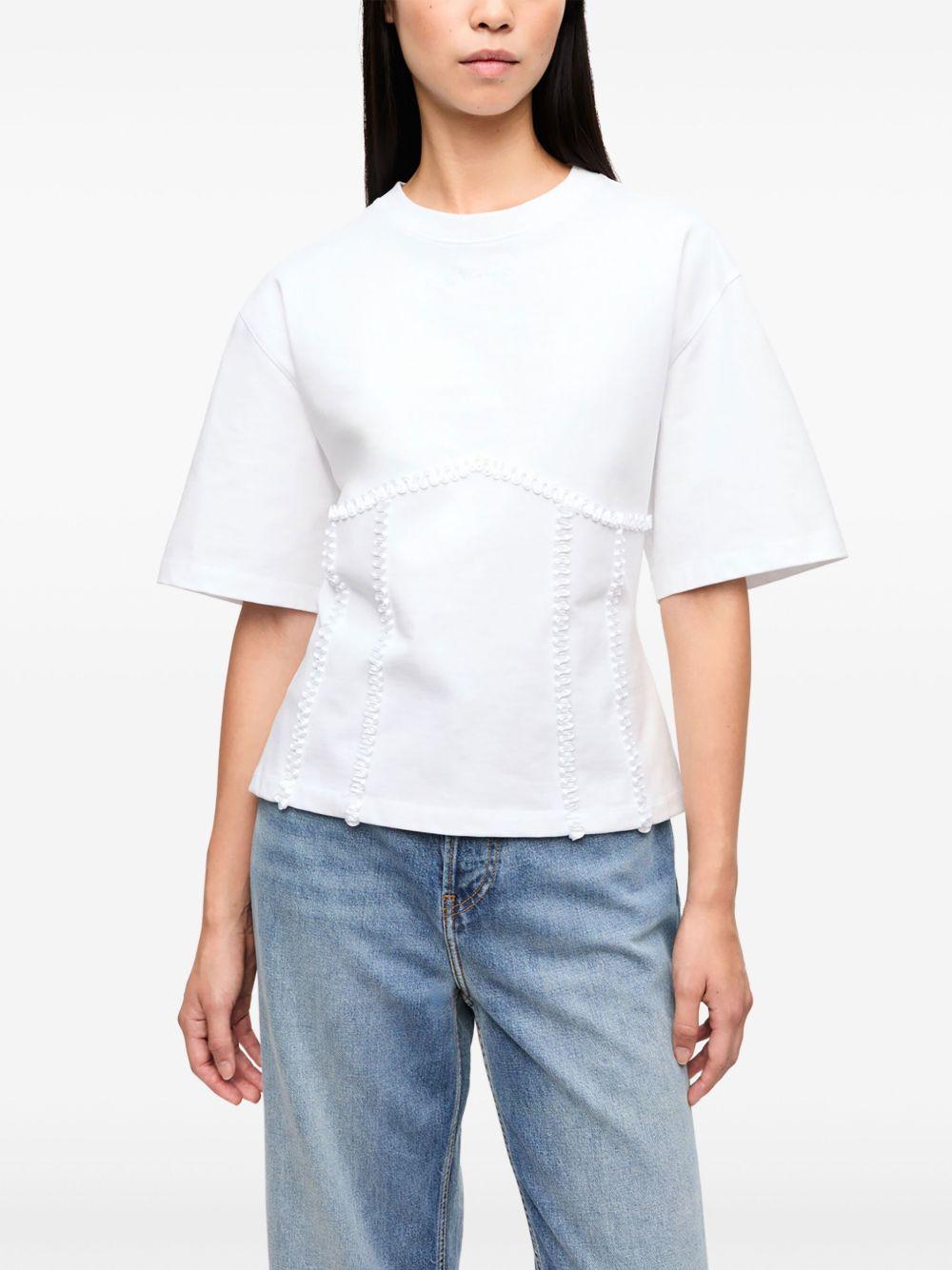 White Cotton Tie Back T-shirt T4149 151 BRIGHT WHITE GANNI