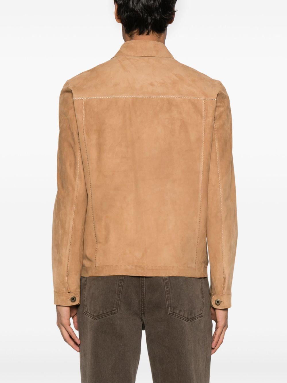 Giacca-camicia in pelle scamosciata 48573U ARGILLA SALVATORE SANTORO