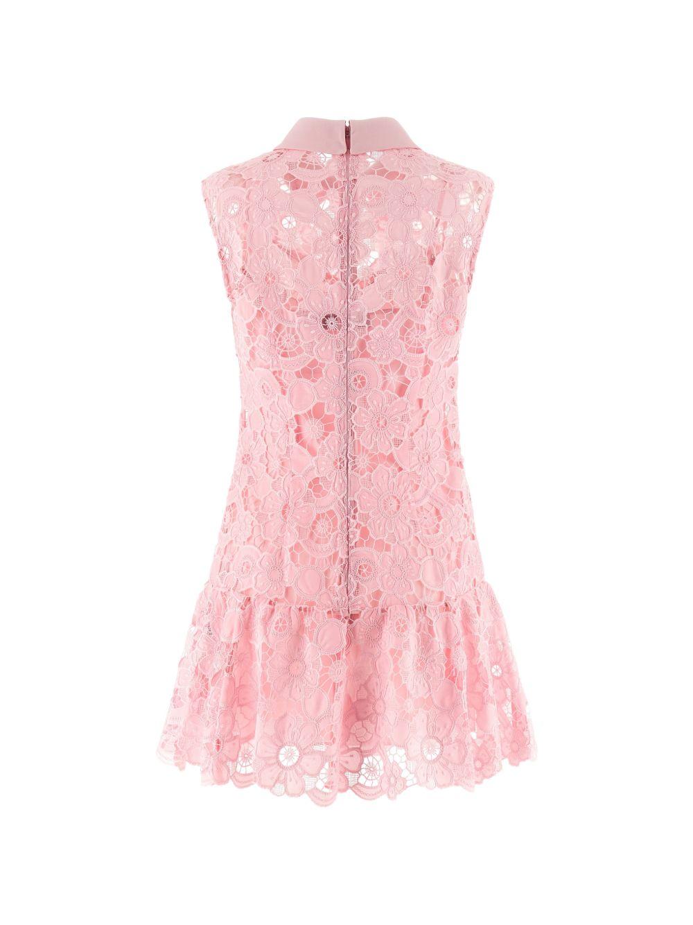 Pink Lace Collared Mini Dress SS26164SAP PINK SELF-PORTRAIT