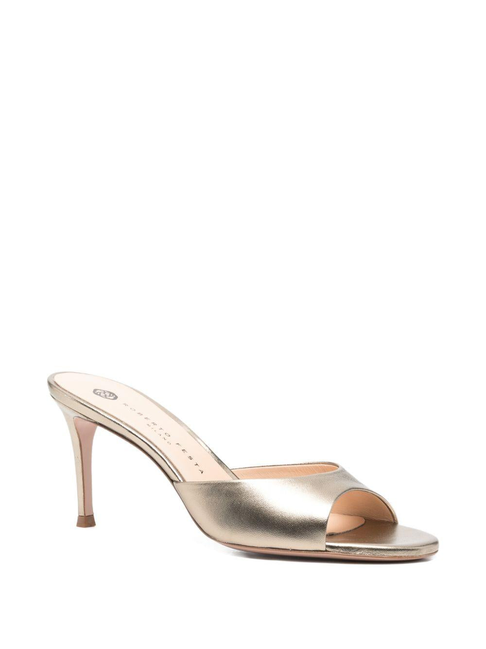 Mule Boa In Pelle Metallizzata Platino BOA LUXOR ALBA ROBERTO FESTA