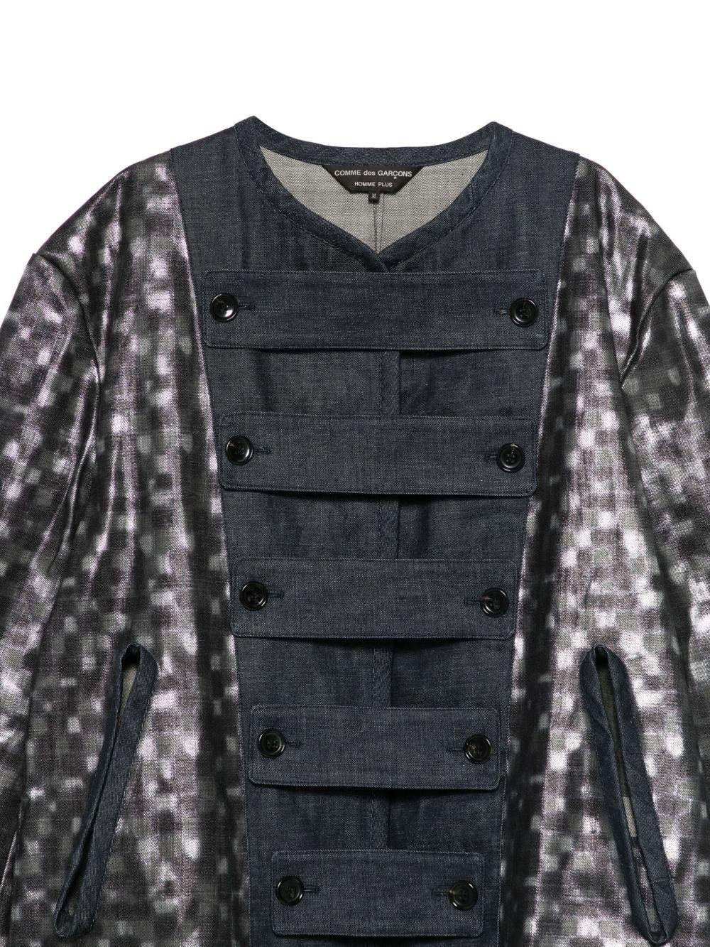 Denim Mixed Fabric Coat PPC007051 BLACK SILVER INDIGO COMME DES GARCONS HOMME PLUS