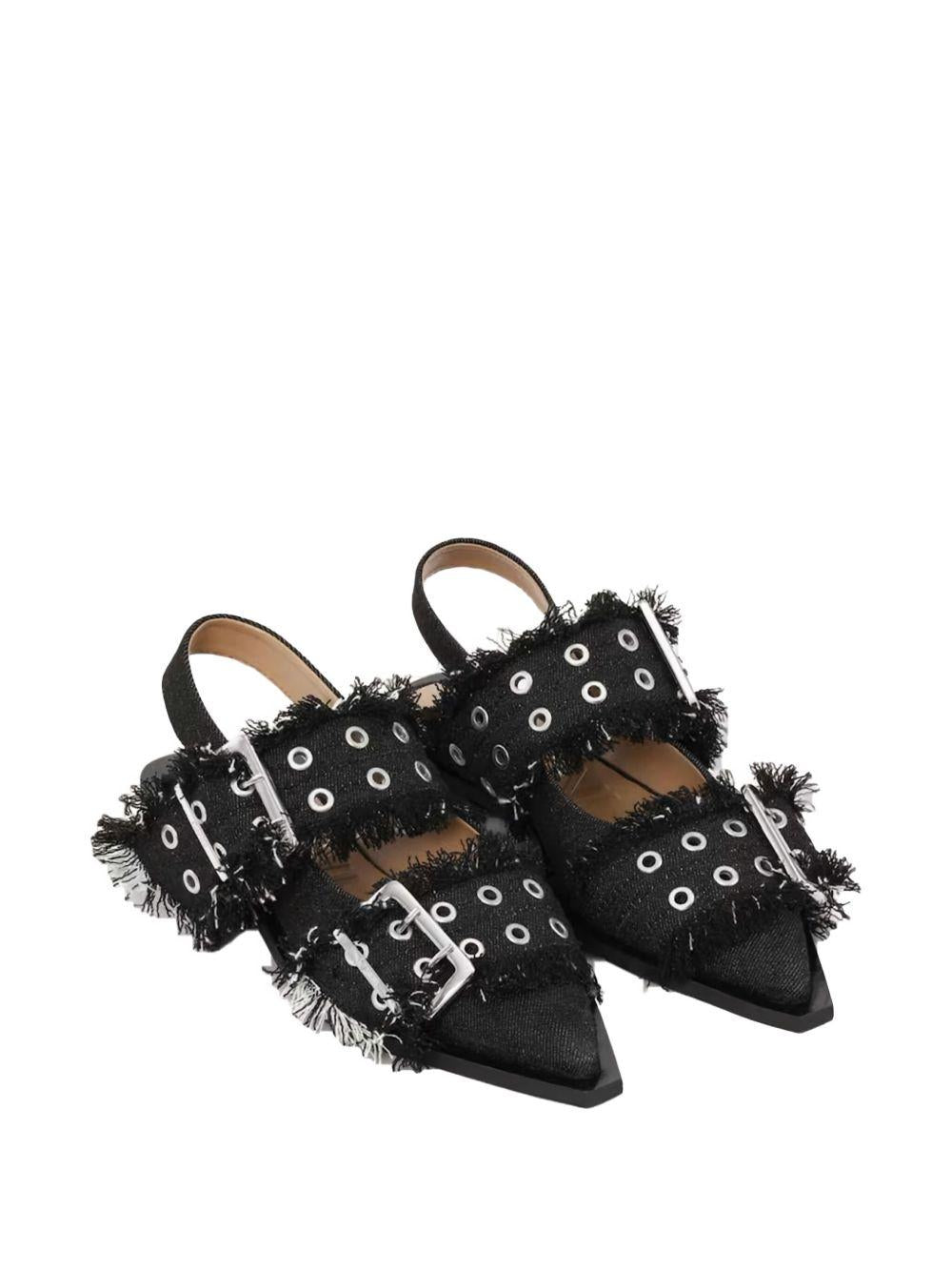 Buckle Ballerinas in Denim S3006 099 BLACK GANNI