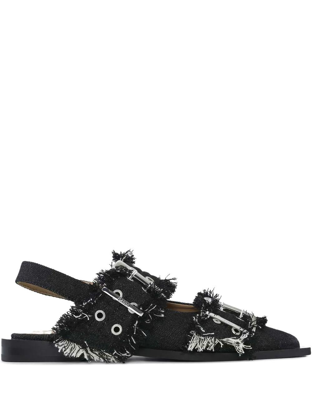Buckle Ballerinas in Denim S3006 099 BLACK GANNI
