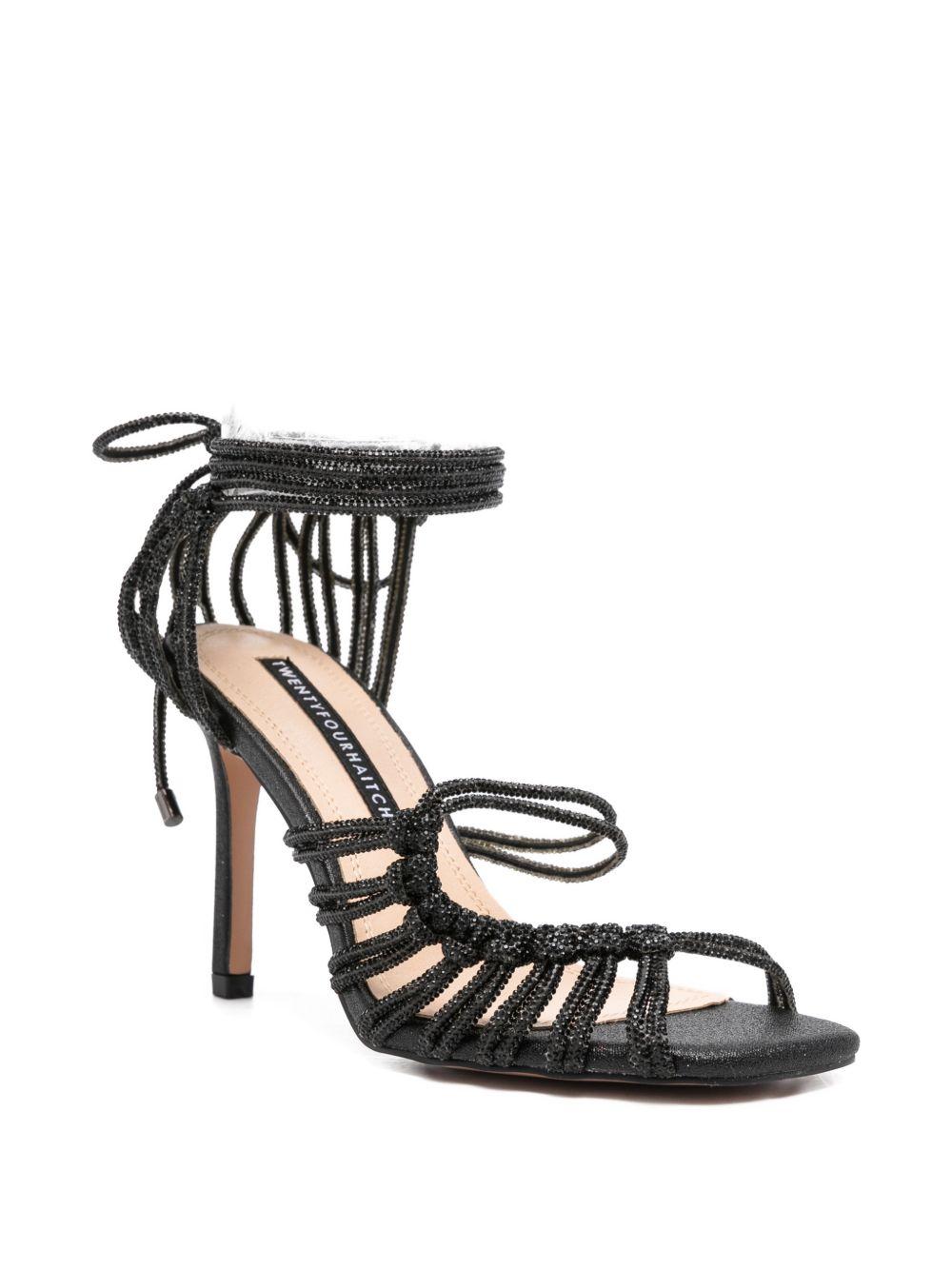 Sandali con tacco e cinturini in strass S0109NER62P NERO TWENTY FOURHAITCH