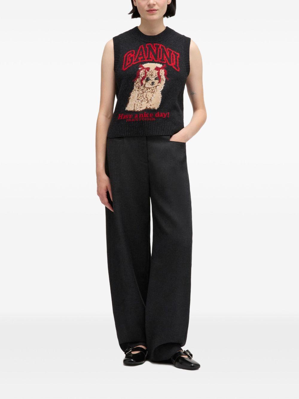 Graphic Wool Vest A1070044 052 BLACK SAND GANNI