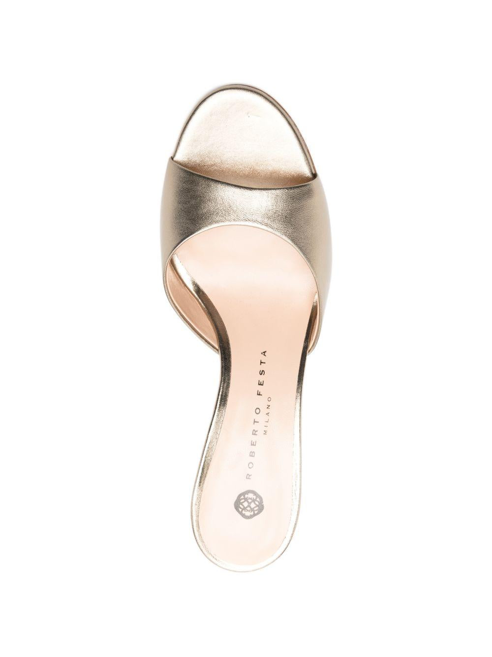 Mule Boa In Pelle Metallizzata Platino BOA LUXOR ALBA ROBERTO FESTA