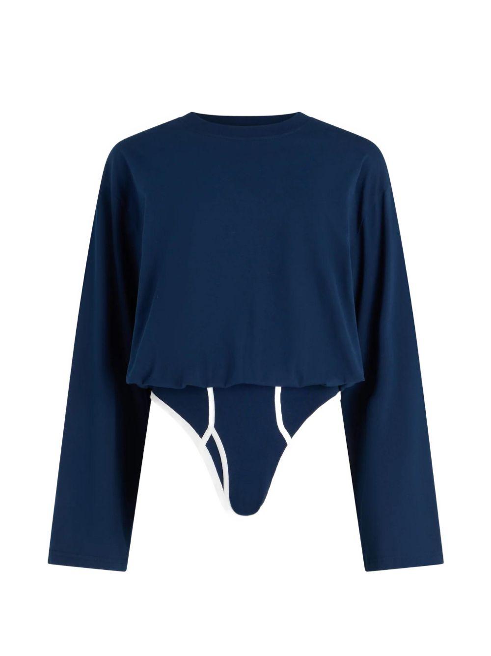 Long-Sleeved Twisted Bodysuit 2602WTO492J032 59 NAVY JEAN PAUL GAULTIER