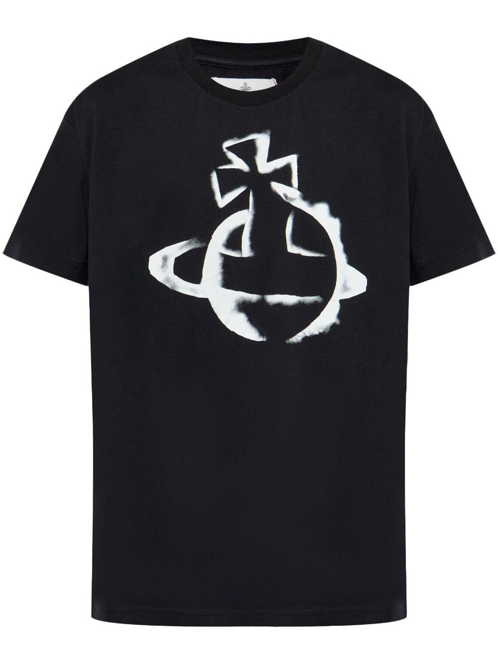 Orb-print T-shirt 3G010033J001M N401 BLACK VIVIENNE WESTWOOD