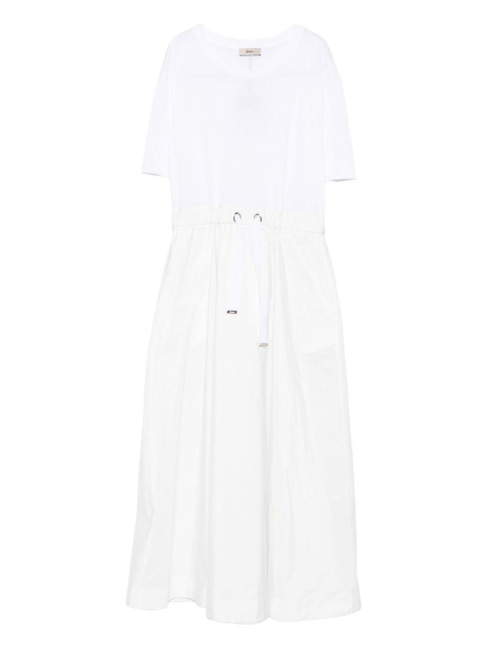 Abito in glam knit effect e techno taffetà<BR/> AB000032D52056 1000 BIANCO HERNO