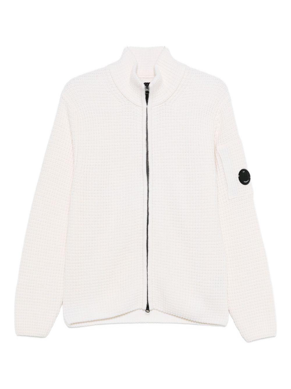 Lambswool Full Zip Sweater 19CMKN131A110149A 103 GAUZE WHITEW CP COMPANY