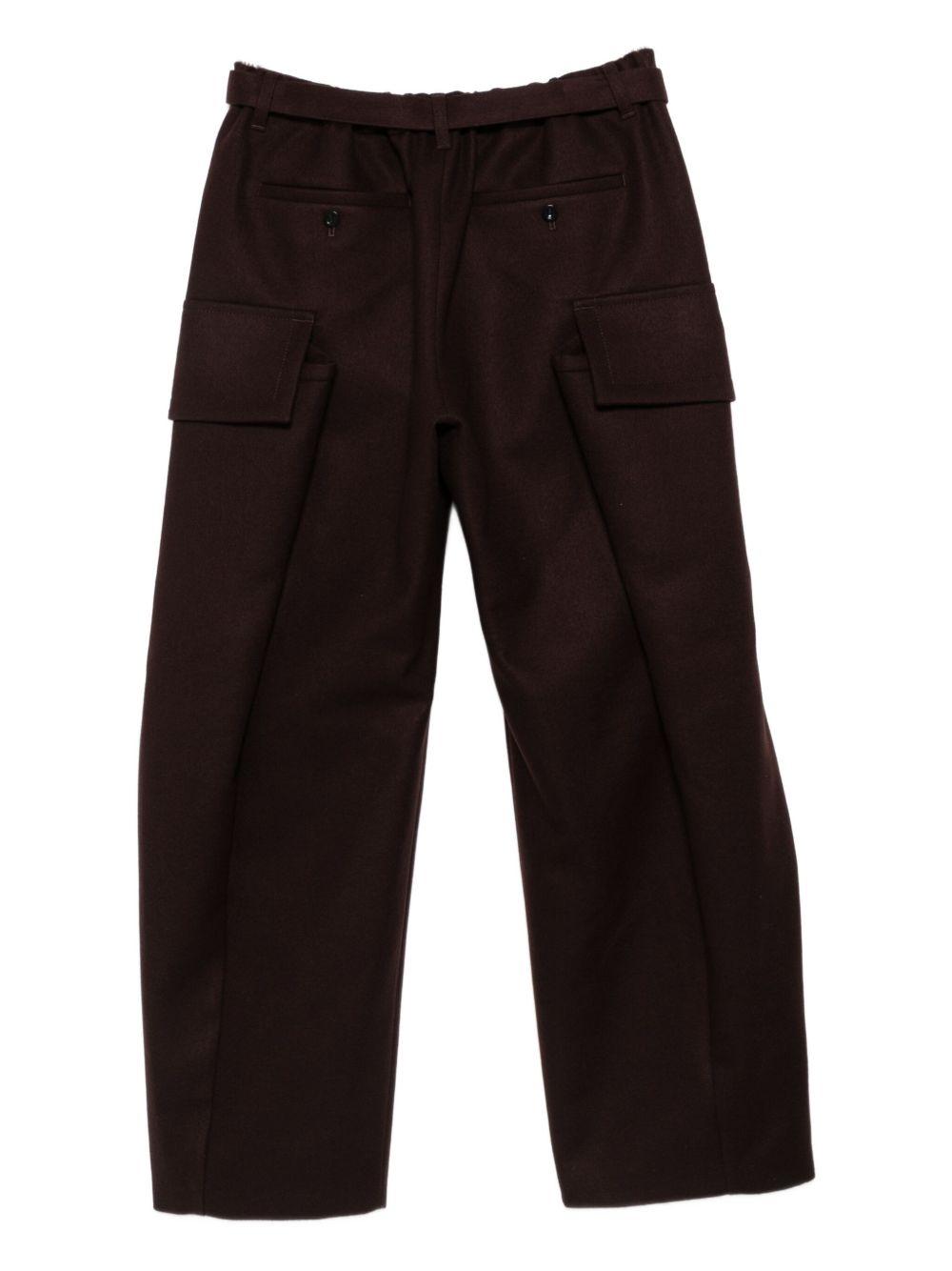 Pantaloni Cargo in Panno di Lana 2503847M 601 BROWN SACAI