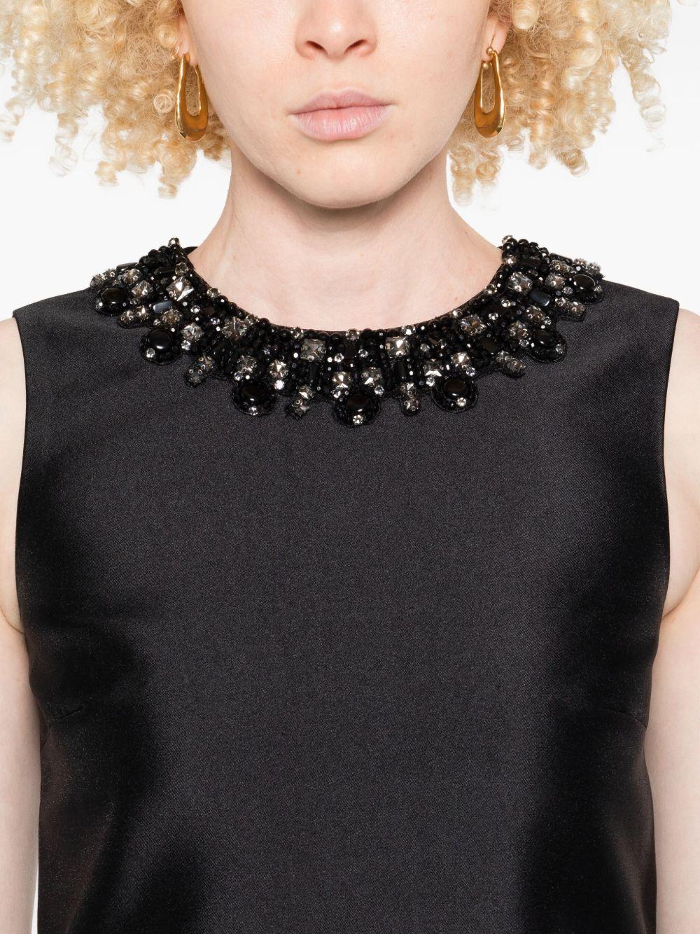 Black Taffeta Embellished Trim Mini Dress AW25061SB BLACK SELF-PORTRAIT