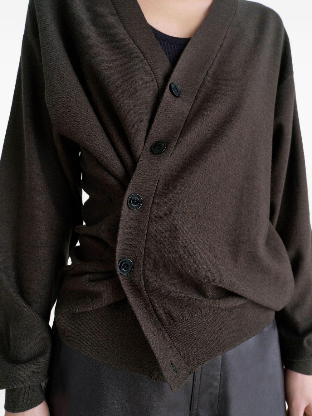 Relaxed Twisted Cardigan - Merino Blend TO1082LK087 BR397 DARK CACAO LEMAIRE