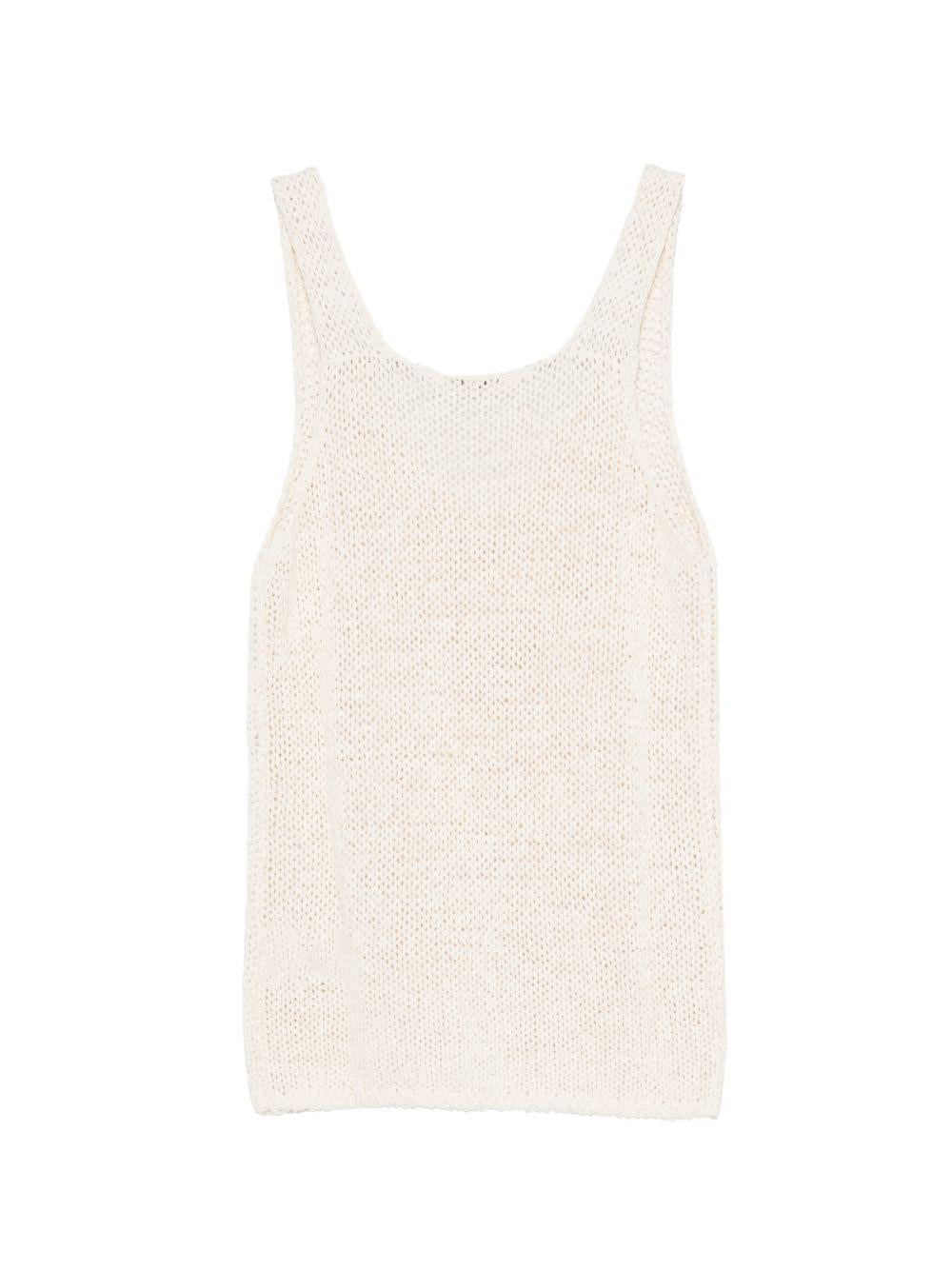 Top a maglia traforata con scollo a V 261FXA41014 02 ECRU ROBERTO COLLINA