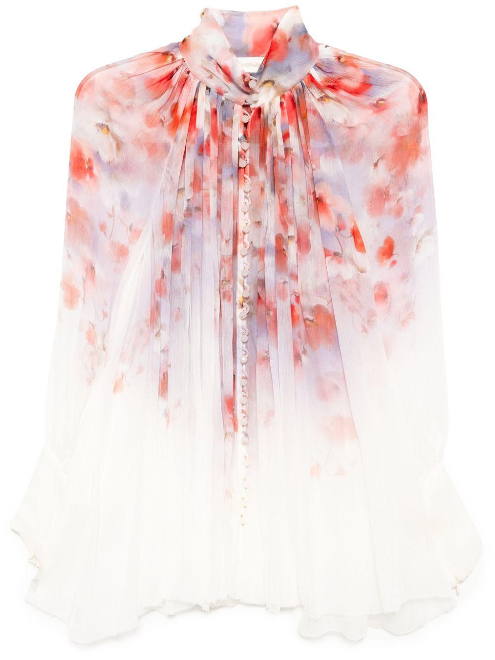Blusa smock Crush 5768TR251 SCARLET FLORAL ZIMMERMANN