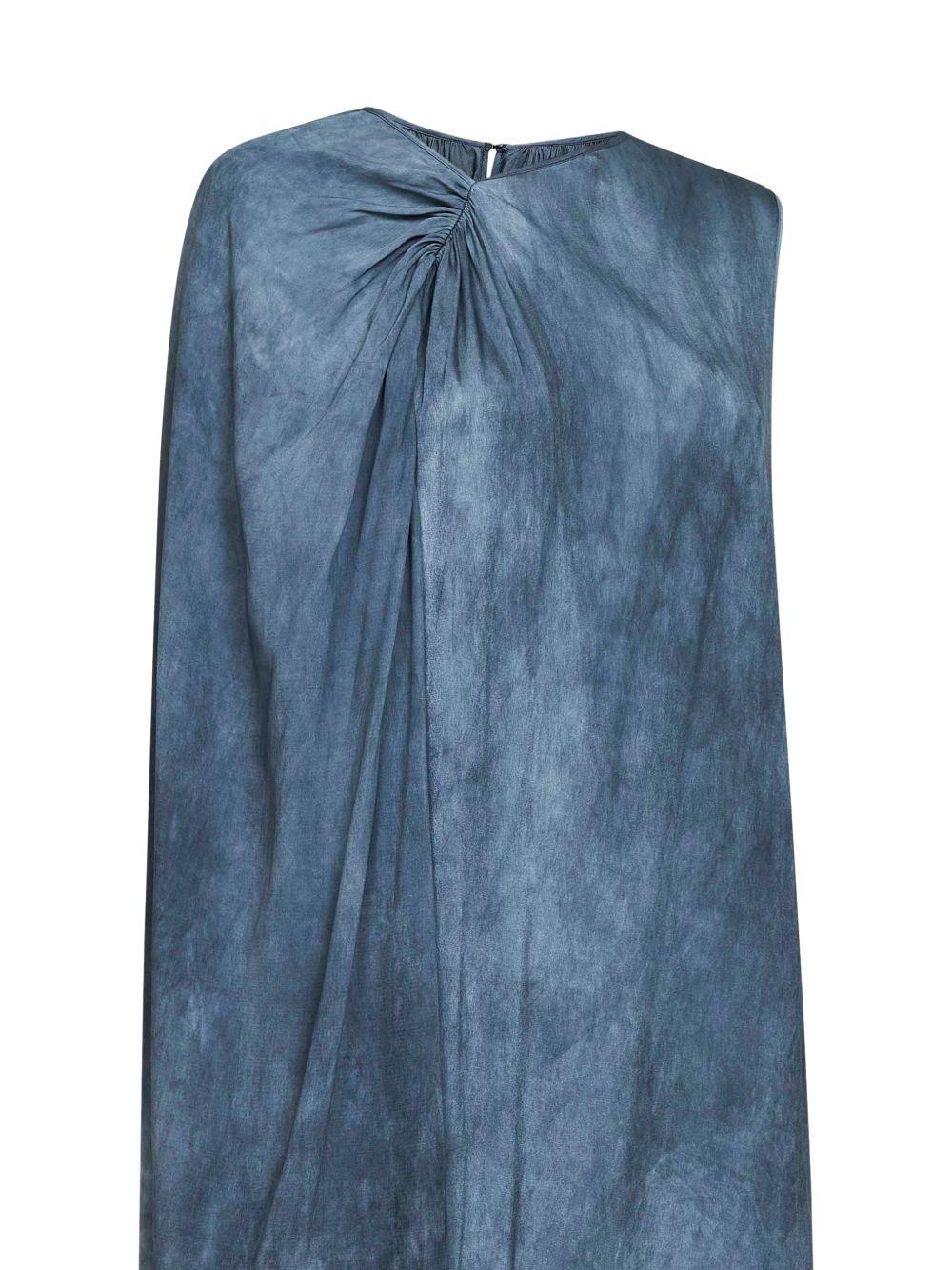 Abito lungo asimmetrico Auro UW5047 UW380 STEEL BLUE UMA WANG