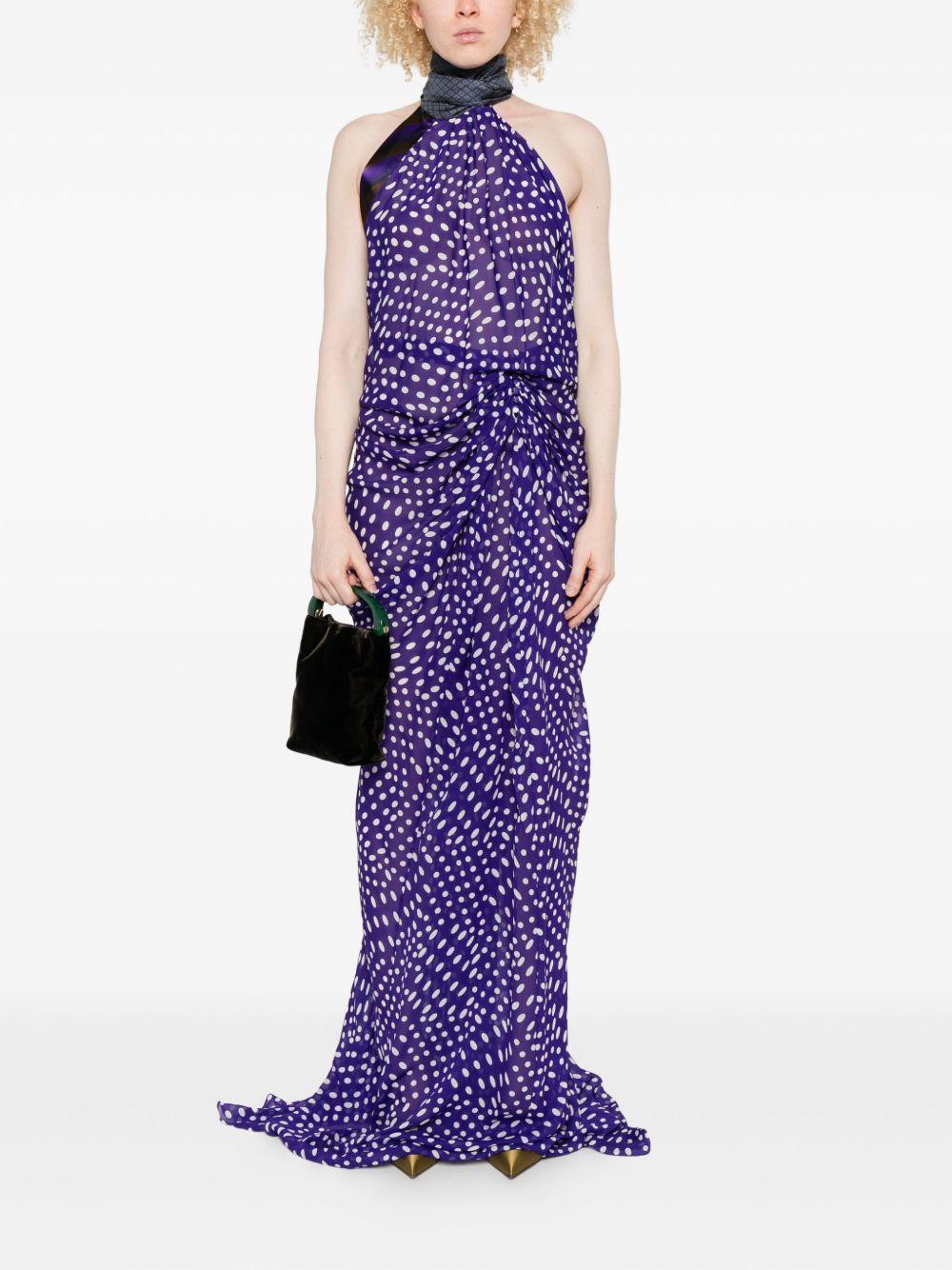 Abito da sera lungo in seta DEVIRA2252 401 PURPLE DRIES VAN NOTEN