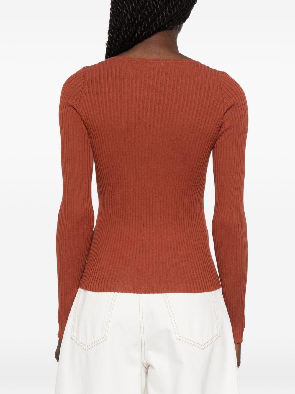 Ribbed-knit button-up 261FXA08215 55 BRICK ROBERTO COLLINA