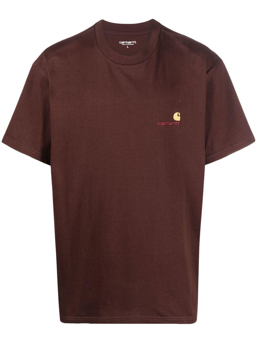 T-Shirt American Script In Cotone I029956 2LWXX SIENNA CARHARTT WIP