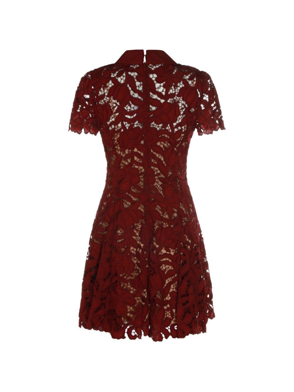 Mini abito in pizzo bordeaux PF26111SABU BURGUNDY SELF-PORTRAIT