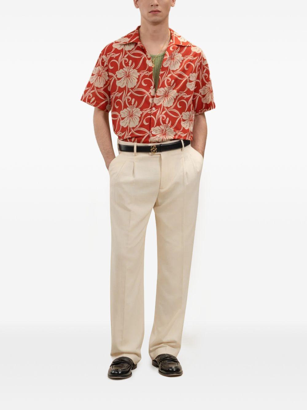 Chemise Hibiscus Monogramme KSH228CO288 RED DROLE DE MONSIEUR