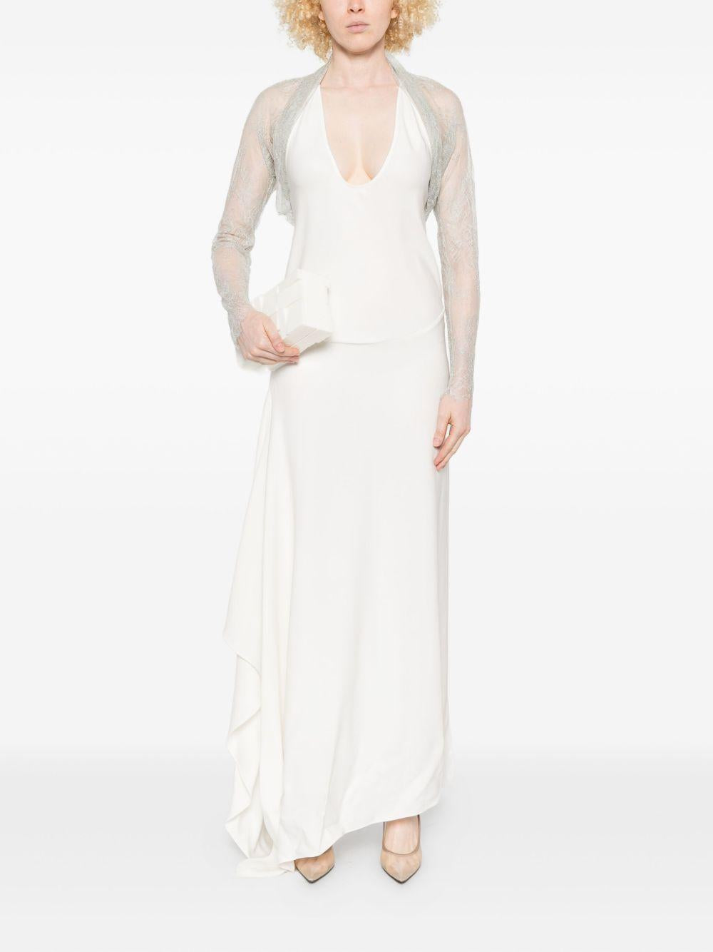 Giacca in Pizzo a Maniche Lunghe 252U33026620 0483 GHIACCIO ALBERTA FERRETTI