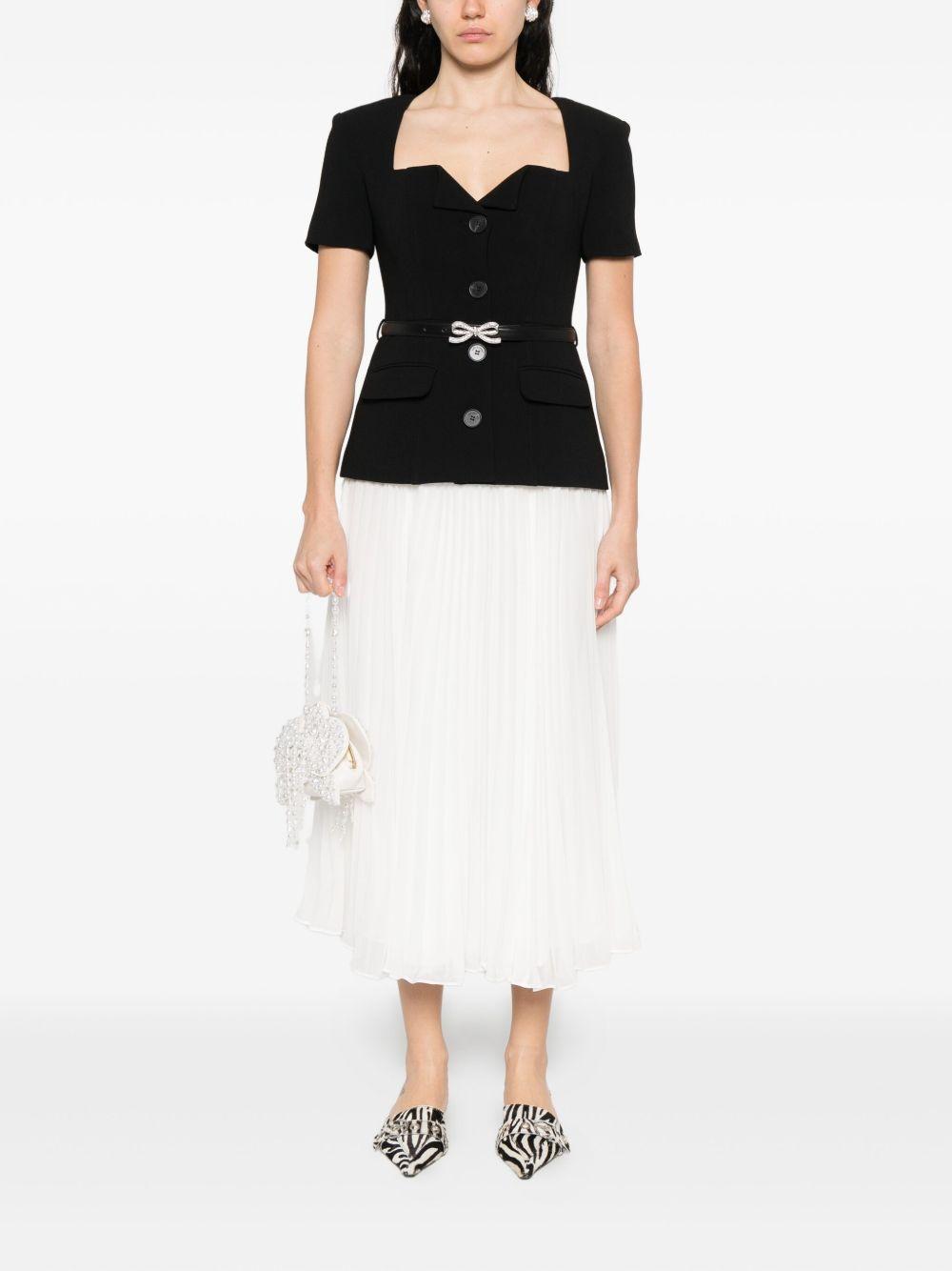 Black Tailored Contrast Chiffon Midi Dress AW25082MAB BLACK SELF-PORTRAIT