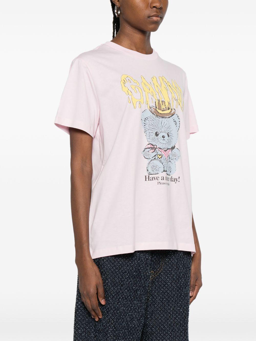 T-Shirt Cowboy Bear Print A1050074 868 CHALK PINK GANNI