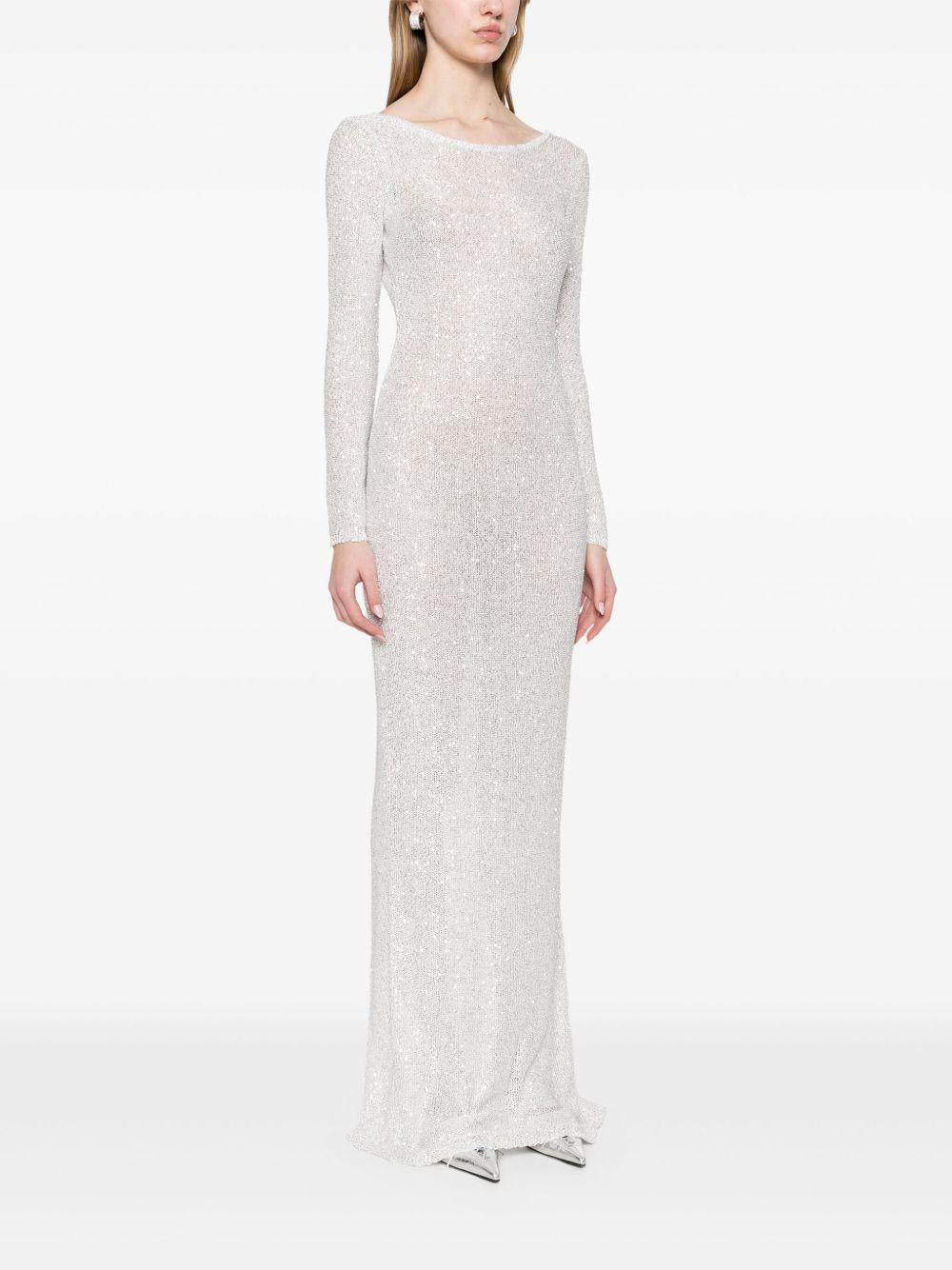 Sequin Long Dress FABX4059K4516 0844 WHITE SILVER ALESSANDRA RICH