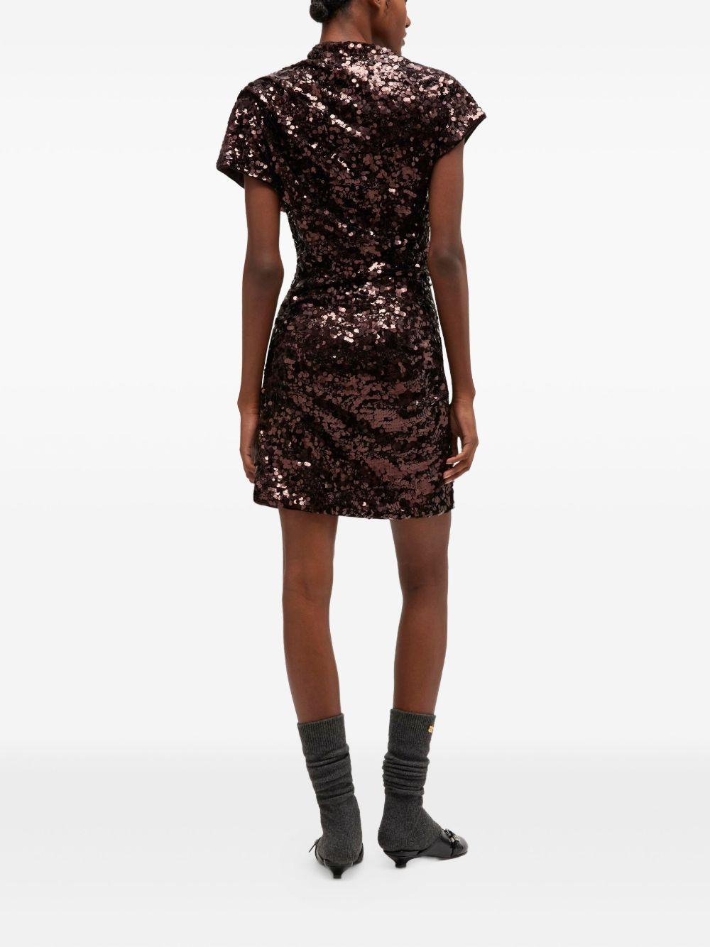 Brown Sequins Mini Dress A1030201 ZWX DEMITASSE GANNI