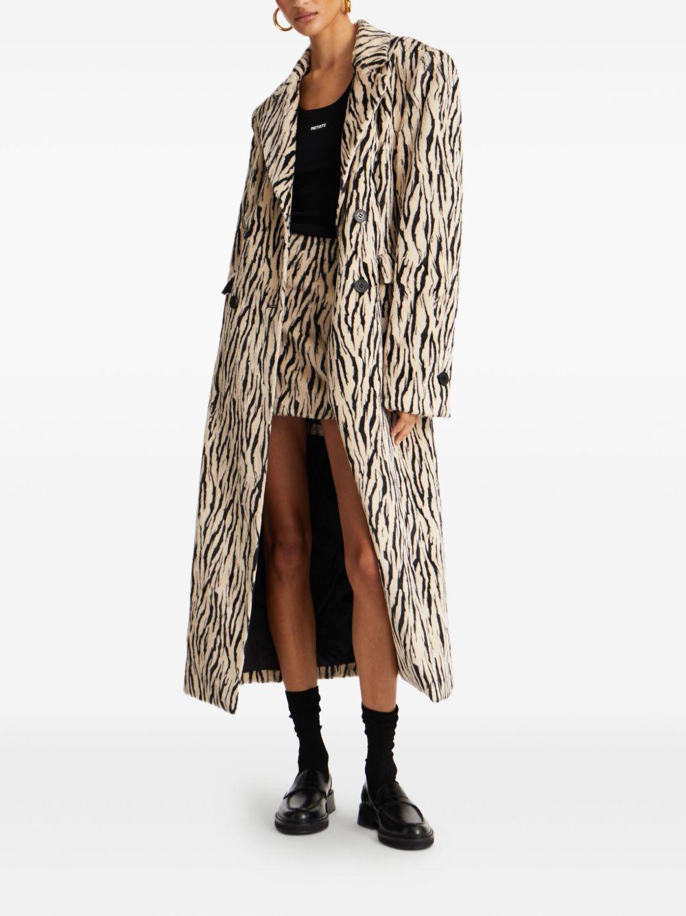 Printed Faux Fur Coat 115047858 858 EGRET COMB ROTATE