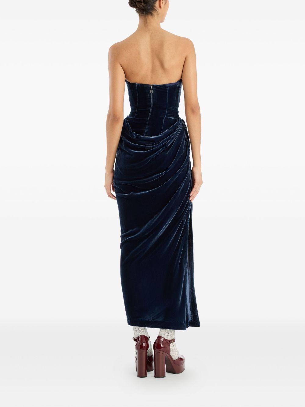 Silk Velvet Slit Midi Dress Dark Blue 1149211192 1192 GRAPHITE ROTATE