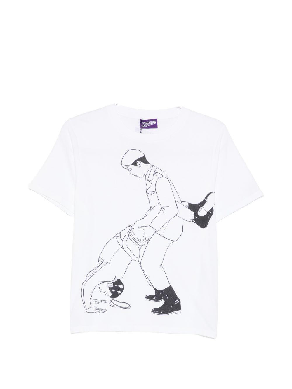Tee Kamasutra Print 2602UTO491W109 0100 WHITE BLACK JEAN PAUL GAULTIER