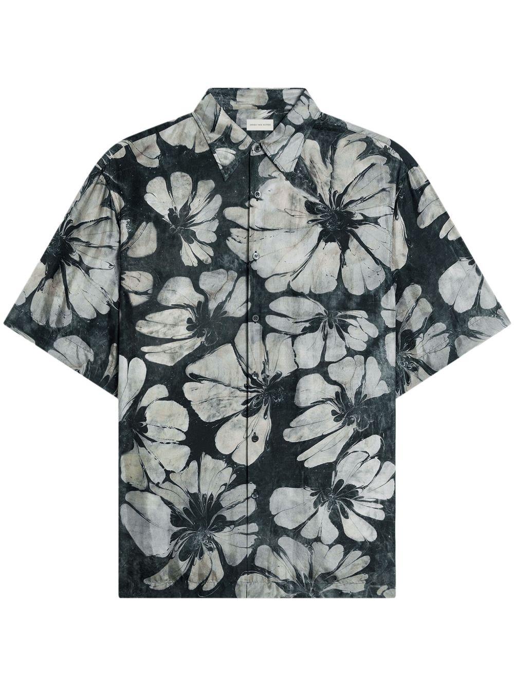 Camicia a mezze maniche in seta 2510207001202 604 GREEN DRIES VAN NOTEN