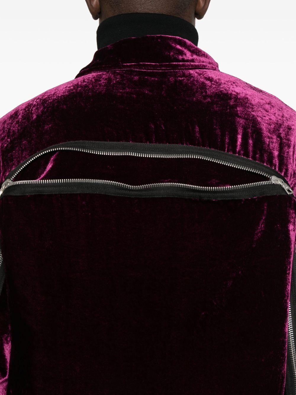 Back Zip Velvet Bomber Jacket Violet VENLO2282 400 VIOLET DRIES VAN NOTEN