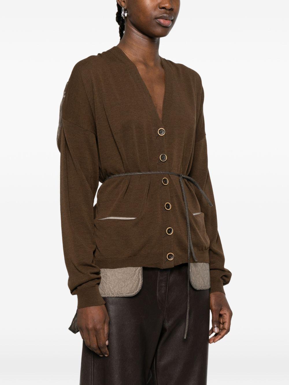 Contrast Panel Cardigan UK7136 UW600 BROWN UMA WANG
