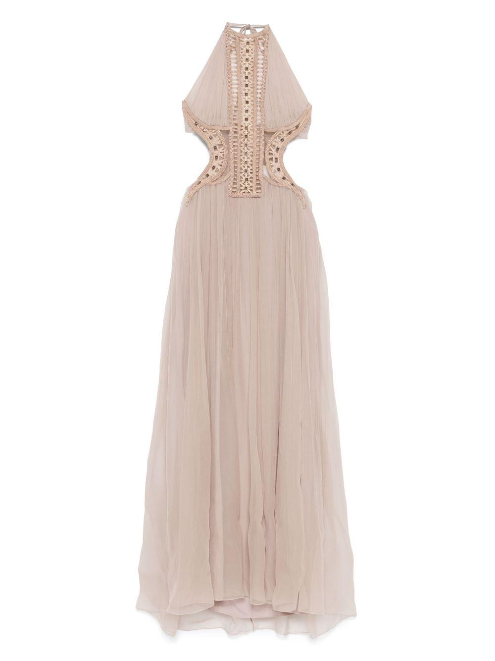 Abito lungo in tulle con ricami<BR/><BR/> A0460157 82 ALBERTA FERRETTI