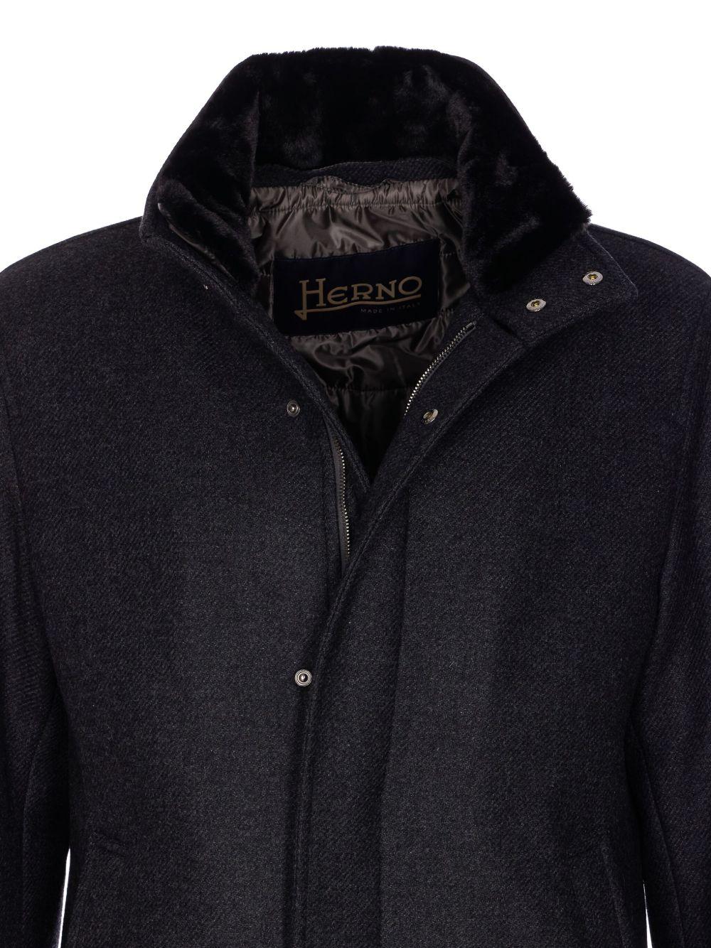 Carcoat in Easy Wool e Light Faux Fur CA000214U33432R 9480 ANTRACITE HERNO