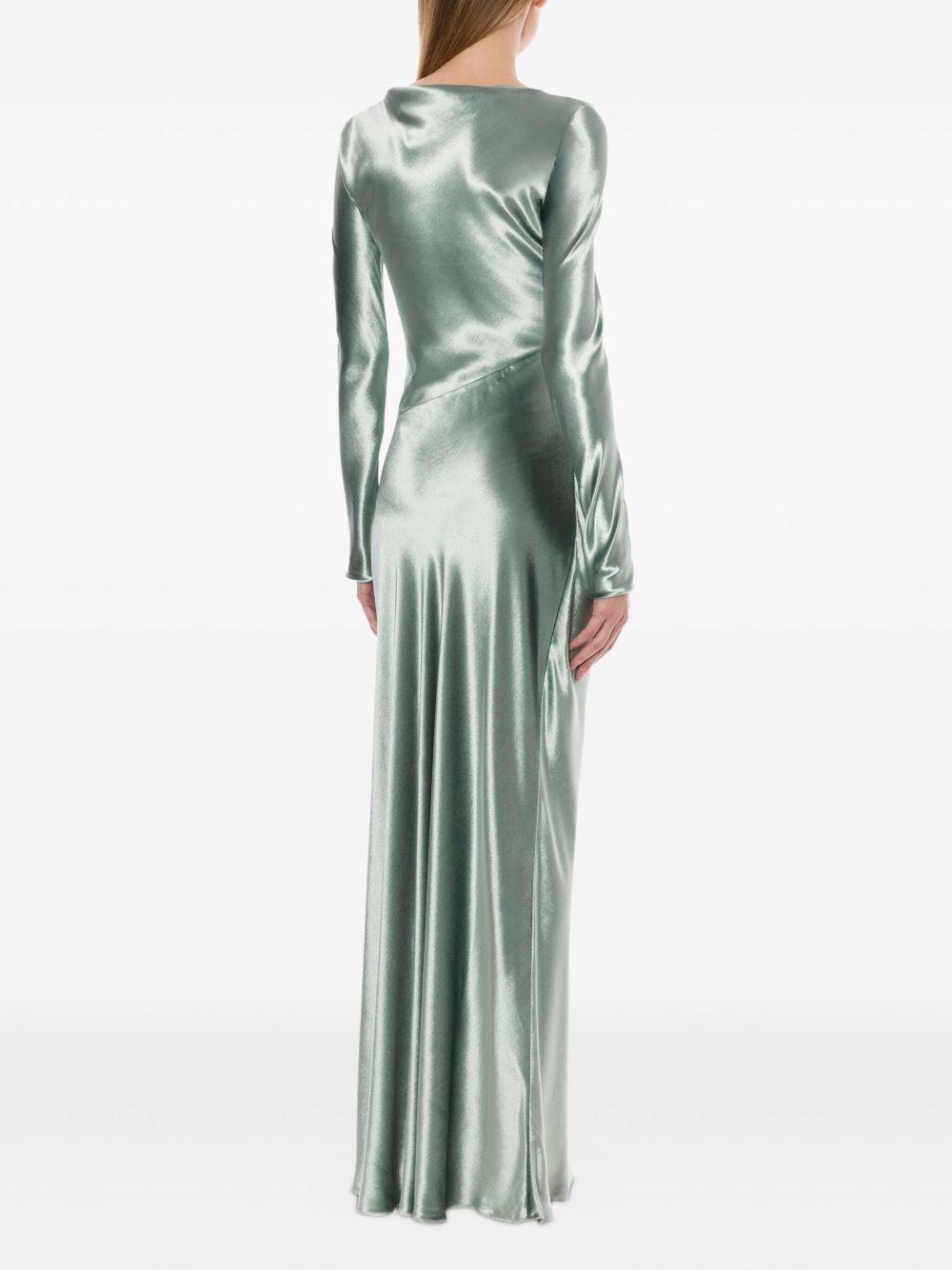 Abito Lungo in Raso 252U04046645 0375 VERDE ALBERTA FERRETTI