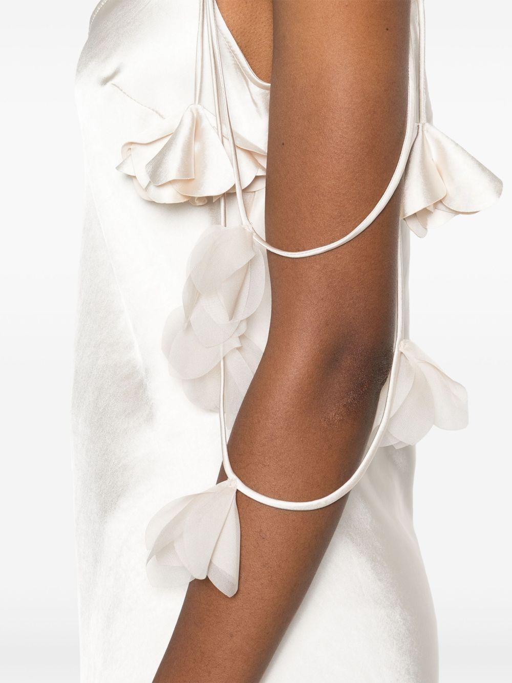 Floral-appliqué satin maxi dress SS25255XCH WHITE SELF-PORTRAIT