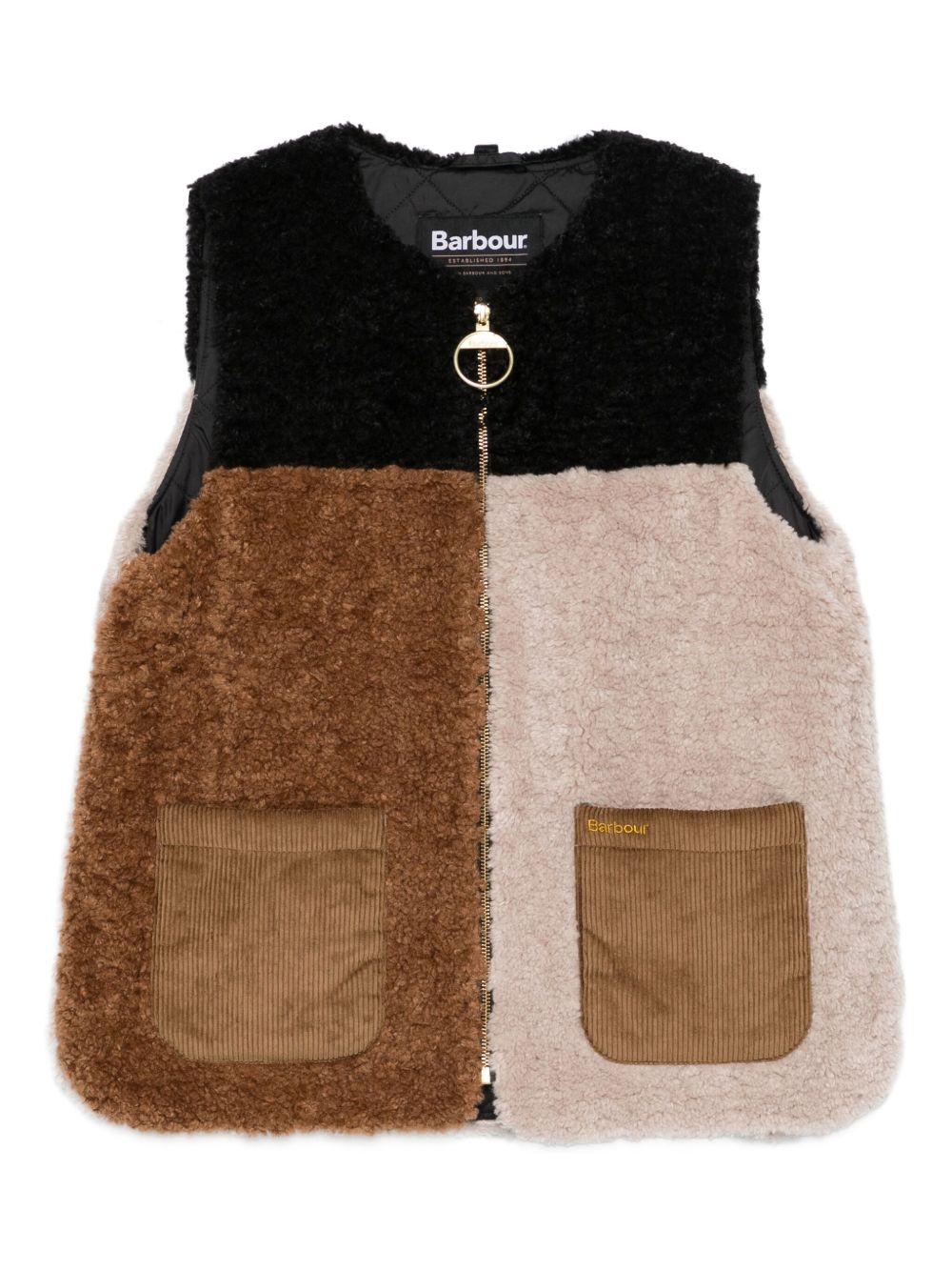 Gilet in Pile Cathy Barbour LLI0020LLI ST31 NATURAL CAMEL BLACK BARBOUR