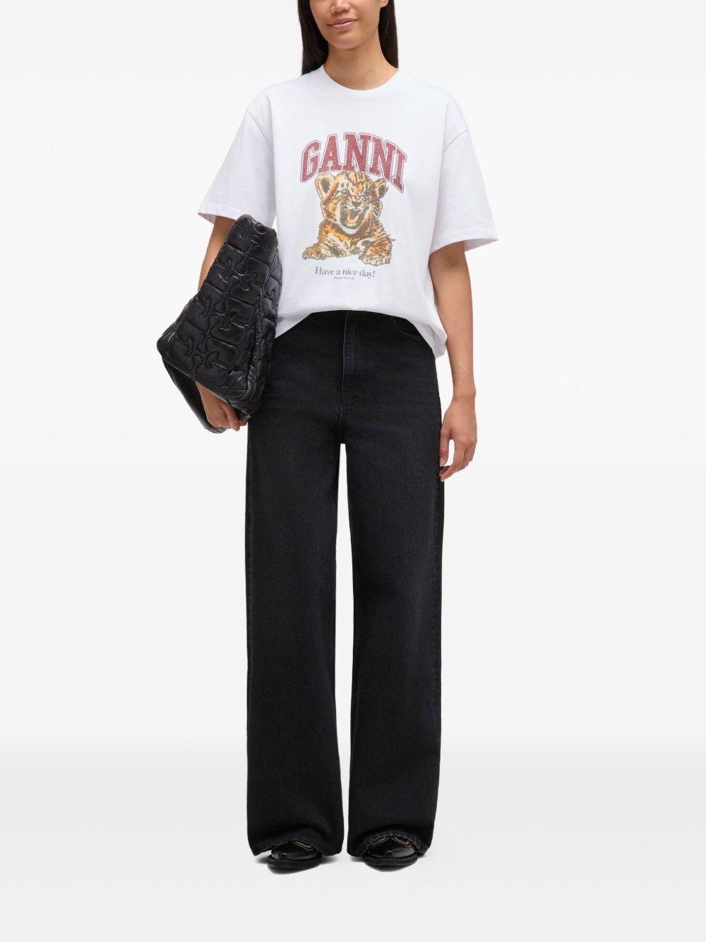 White Beaded Tiger T-shirt A1050060 151 BRIGHT WHITE GANNI