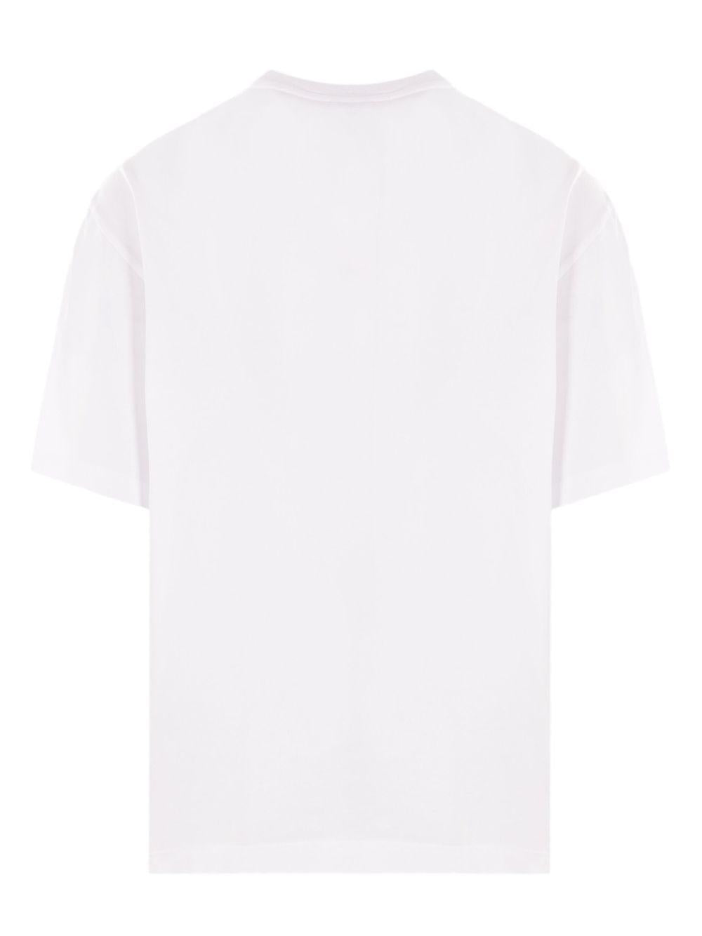Logo-embroidered t-shirt<BR/> OM00122KJ0119 P100 WHITE MAISON KITSUNE