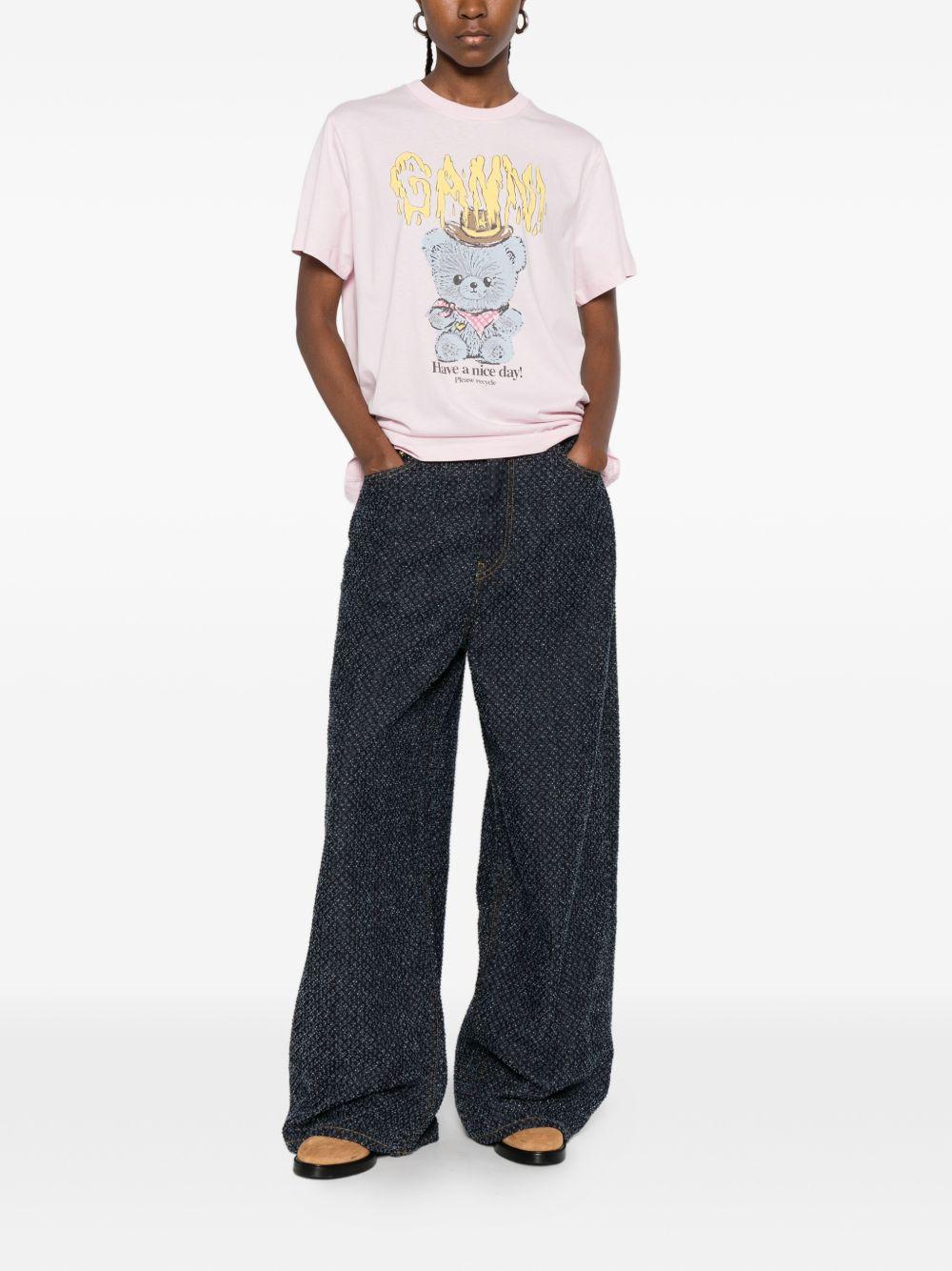 T-Shirt Cowboy Bear Print A1050074 868 CHALK PINK GANNI