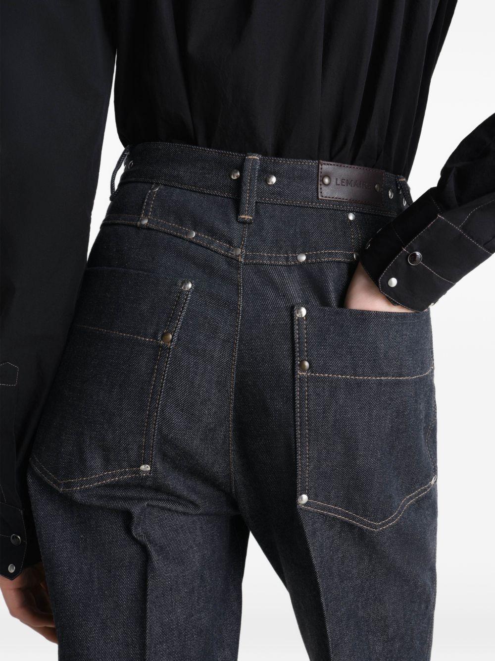 High Waisted Straight Pants with Studs PA1303LD1061 BK965 SLATE LEMAIRE