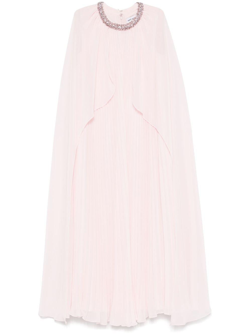 Chiffon cape midi dress RS25303MP PINK SELF-PORTRAIT