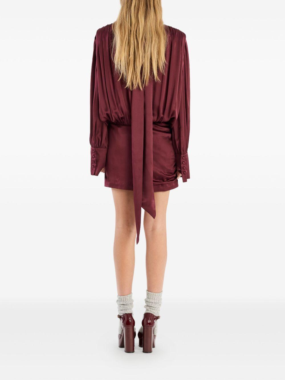 LS Silk V-Neck Dress Burgundy 1146532734 2734 ZINFANDEL ROTATE